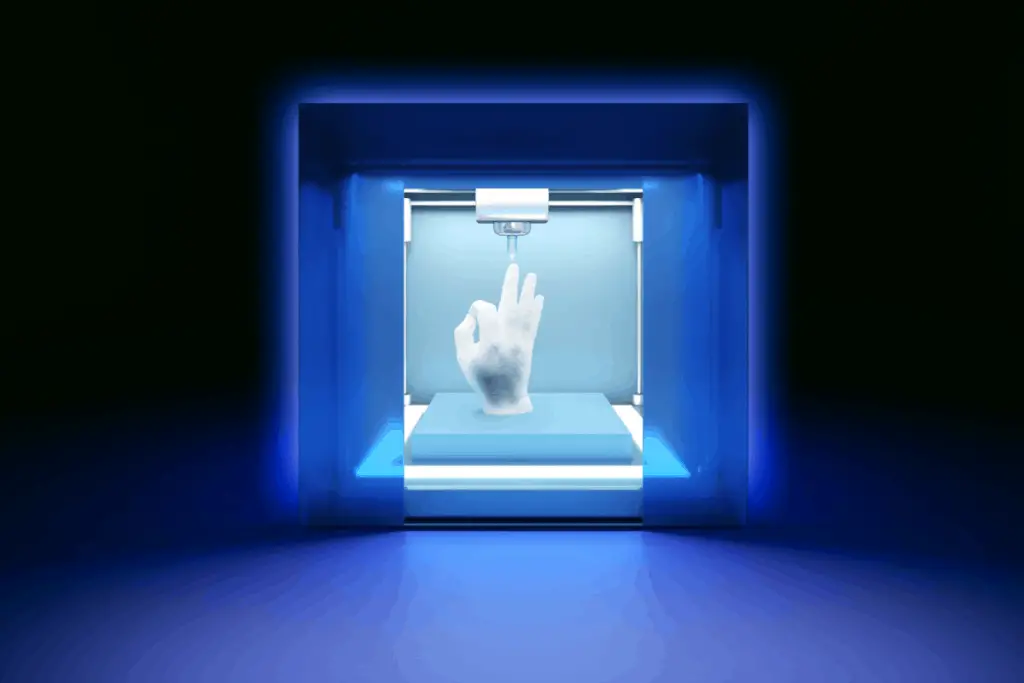 3d printer printing white hand