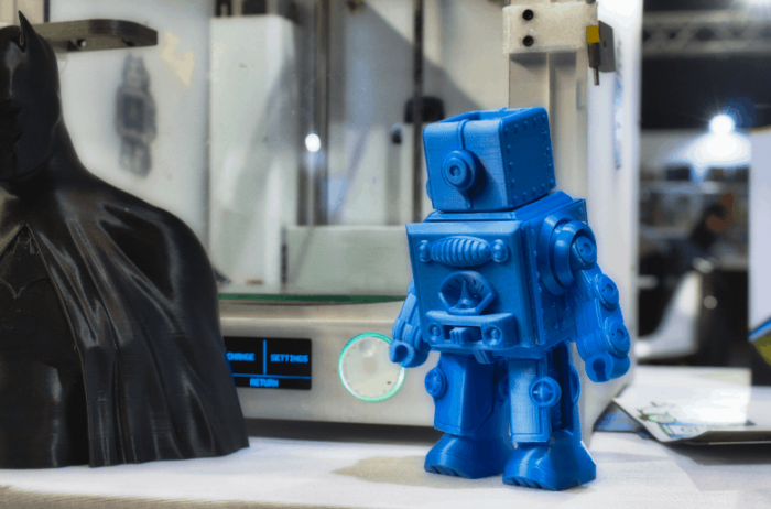 3d printed blue robot