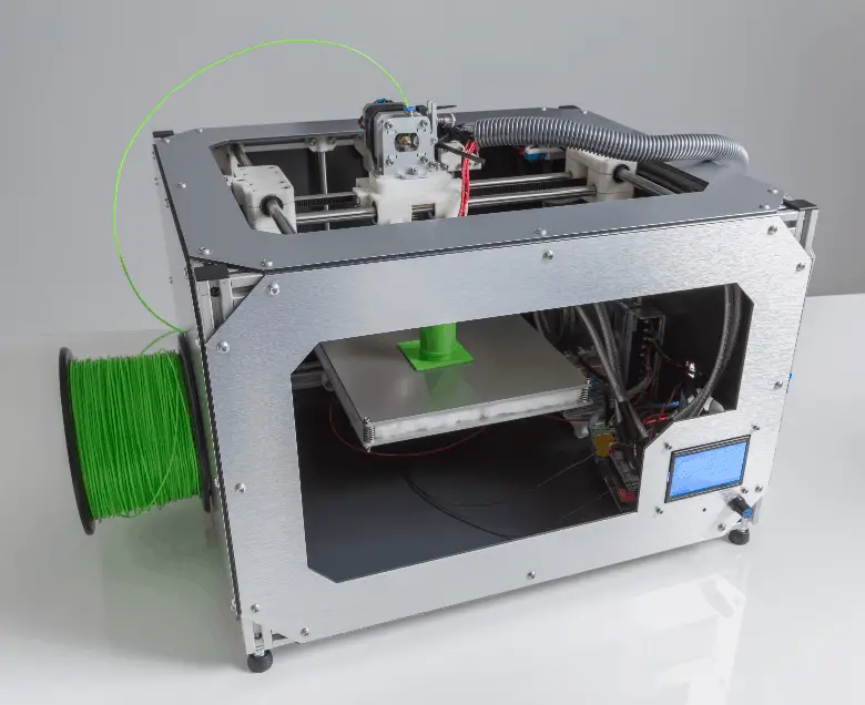 enclosed 3d printer with green filament